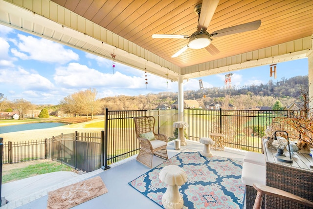 view of patio / terrace with ceiling fan