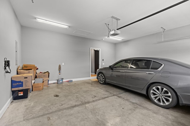 garage with a garage door opener