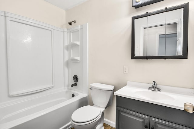 full bathroom featuring vanity, shower / bathtub combination, and toilet