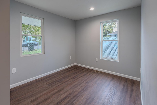 empty room featuring dark hardwood / wood-style floors