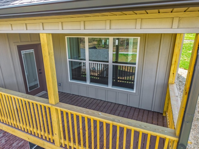 view of home's exterior with board and batten siding