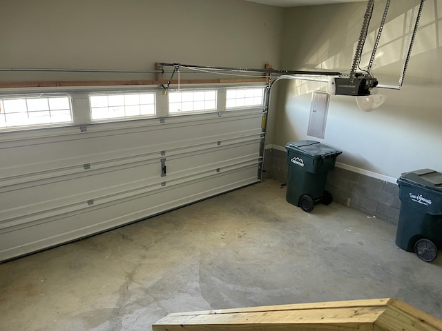 garage with a garage door opener