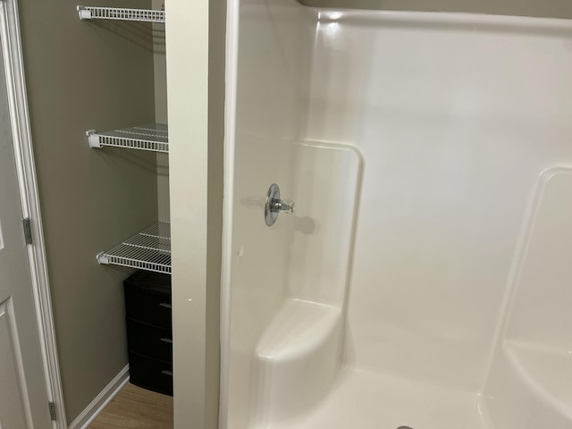 bathroom with a shower