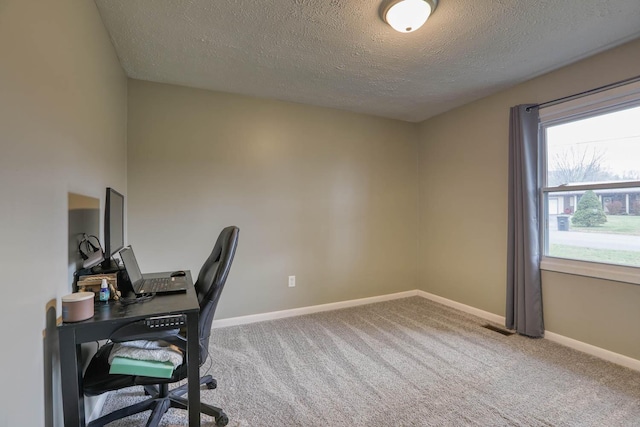 506 Viola Cir, Mount Carmel, TN 37645 - carpeted home office with a textured ceiling, baseboards, and visible vents