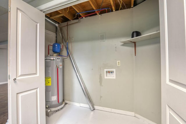 506 Viola Cir, Mount Carmel, TN 37645 - laundry room with washer hookup, baseboards, and electric water heater