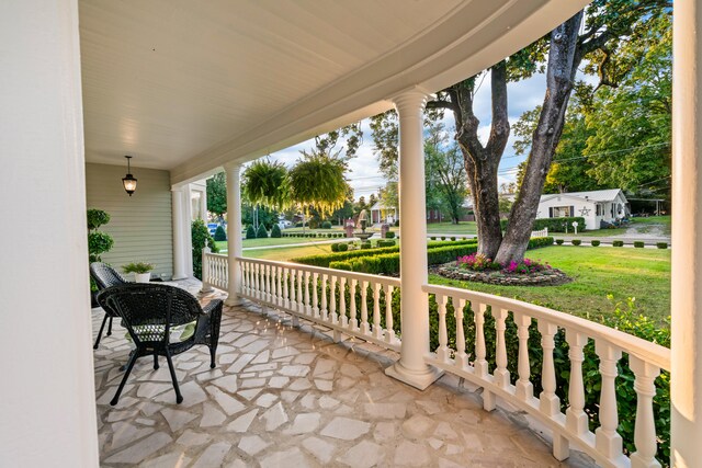 view of patio featuring covered porch