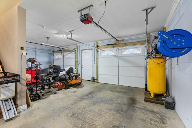 garage with a garage door opener