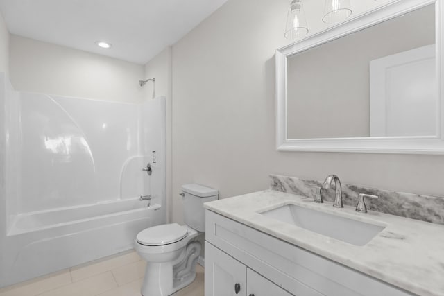 1002 Watercrest St, Morristown, TN 37814 - full bathroom with tile patterned floors, vanity, shower / washtub combination, and recessed lighting