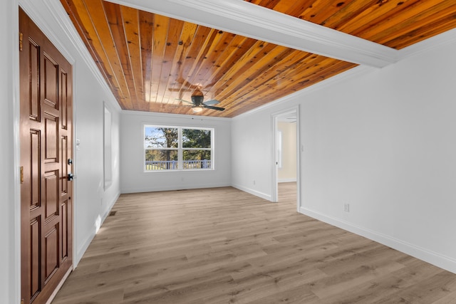 interior space featuring ceiling fan, crown molding, and light hardwood / wood-style flooring