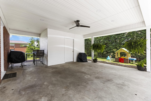 2121 Fir St, Morristown, TN 37813 - view of patio / terrace featuring ceiling fan, outdoor dining space, and a grill