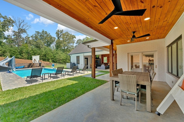 1936 Turners Landing Rd, Russellville, TN 37860 - view of patio featuring ceiling fan and a fenced in pool