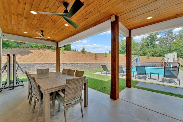1936 Turners Landing Rd, Russellville, TN 37860 - view of patio / terrace featuring a fenced in pool and ceiling fan