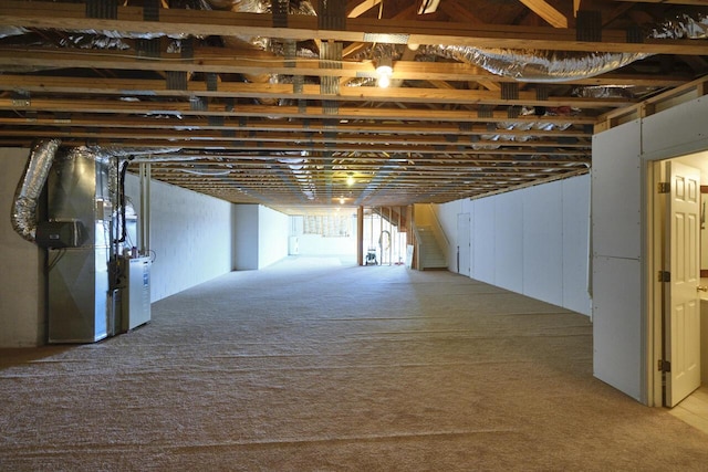 basement with heating unit