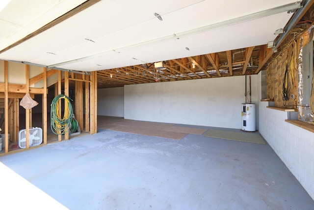 basement featuring water heater