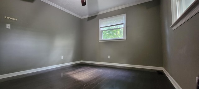 1034 E Skyline Dr, Morristown, TN 37813 - spare room featuring dark wood-style floors, ornamental molding, and ceiling fan