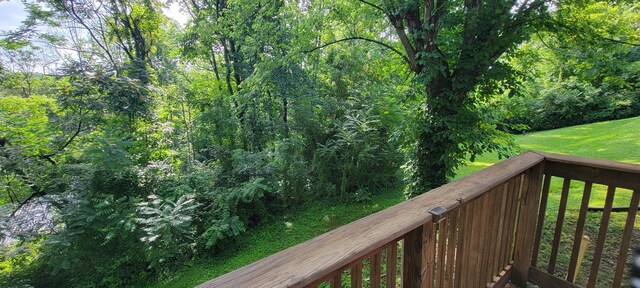 1034 E Skyline Dr, Morristown, TN 37813 - wooden terrace with a yard and a forest view