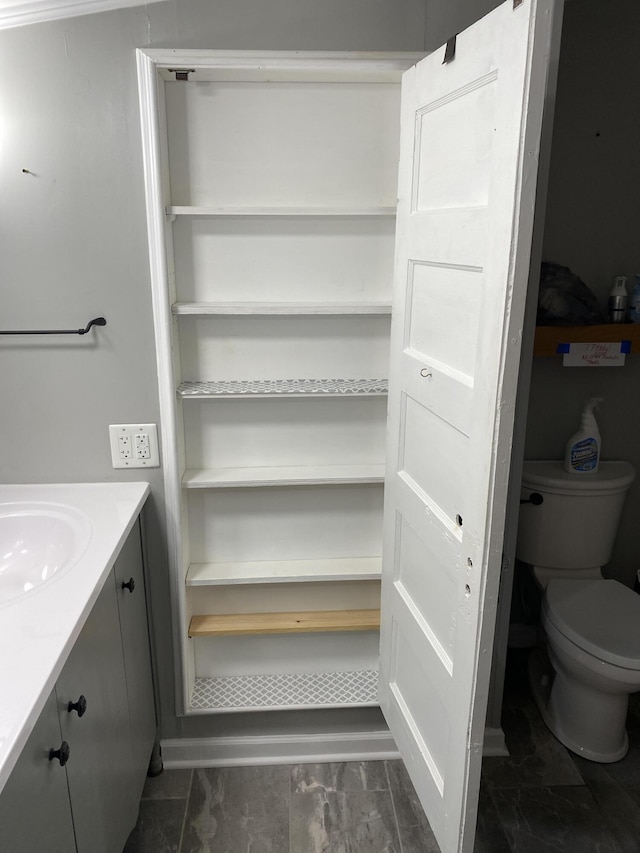 bathroom with vanity and toilet