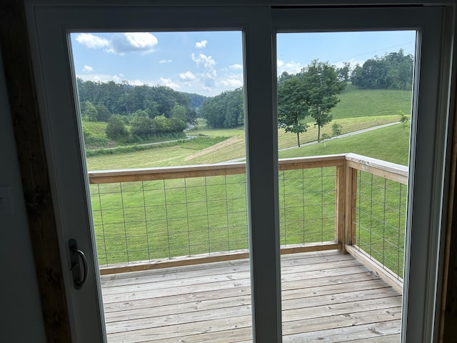1101 Beason Ridge Rd, New Tazewell, TN 37825 - doorway to outside featuring a rural view and wood finished floors