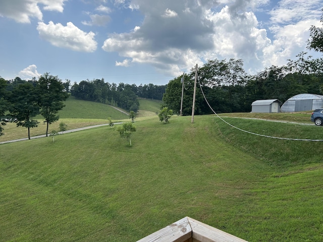 1101 Beason Ridge Rd, New Tazewell, TN 37825 - view of green lawn featuring a storage shed