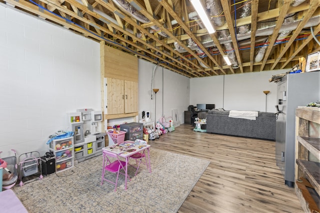 unfinished below grade area with wood finished floors
