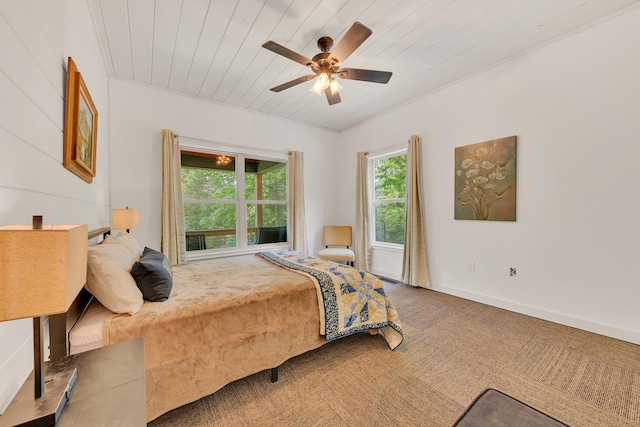 3466 Caywood Rd, Dandridge, TN 37725 - bedroom featuring wooden ceiling, carpet flooring, and ceiling fan