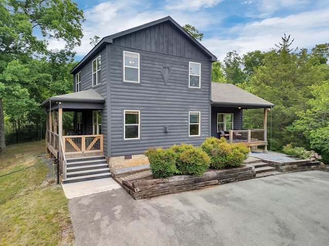 3466 Caywood Rd, Dandridge, TN 37725 - view of front of home featuring a porch, roof with shingles, and board and batten siding