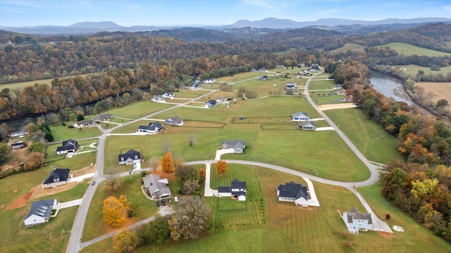 aerial view with a mountain view