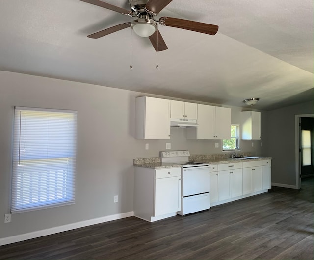 1322 Sager Rd, Dandridge, TN 37725 - kitchen featuring white electric range, a sink, baseboards, and dark wood finished floors