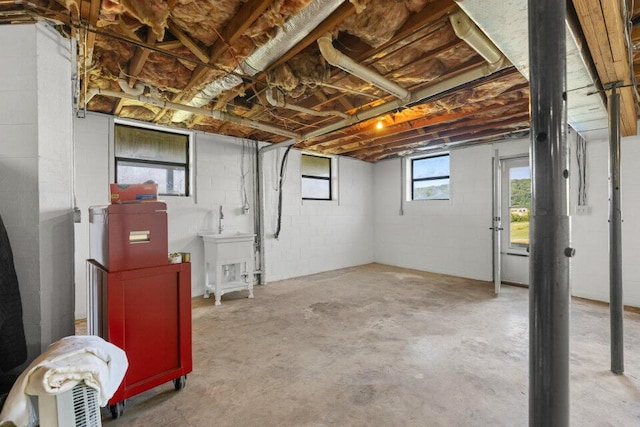 below grade area featuring a sink