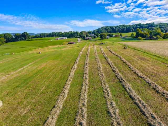 aerial view featuring a rural view