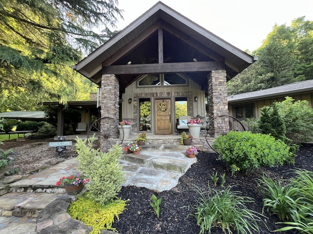 3041 Wineberry Ln, Morristown, TN 37814 - view of exterior entry with board and batten siding and stone siding