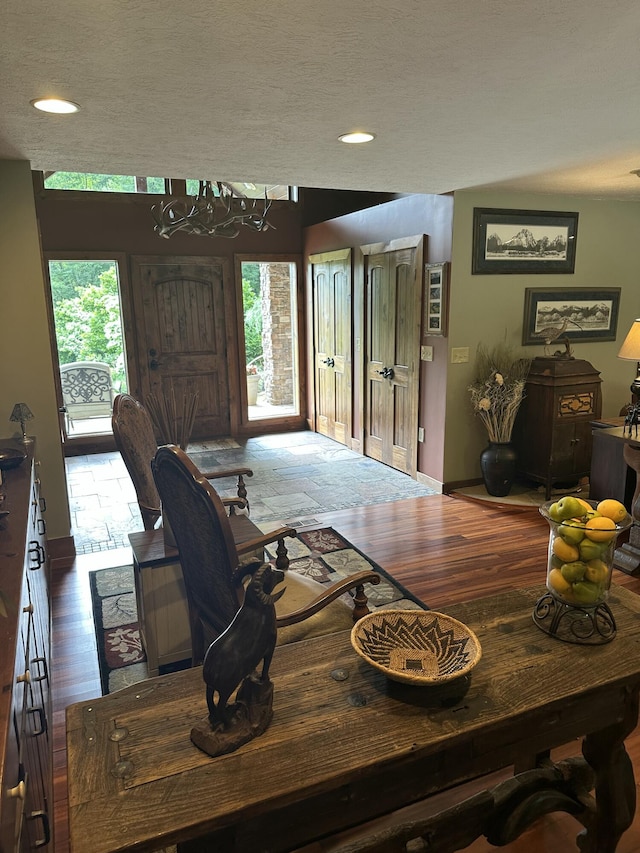 3041 Wineberry Ln, Morristown, TN 37814 - living room with plenty of natural light, a textured ceiling, wood finished floors, recessed lighting, and baseboards