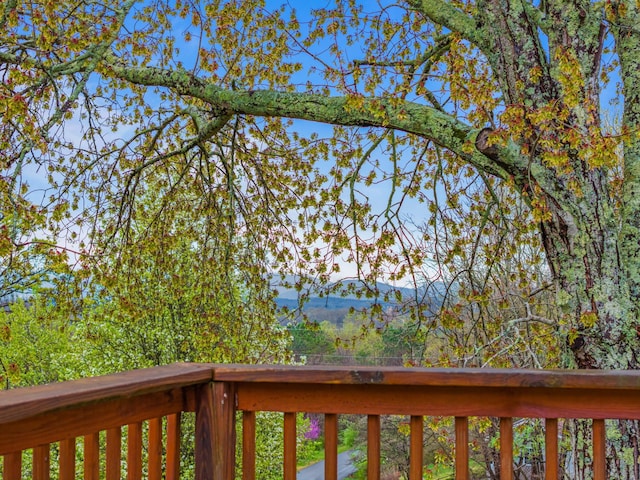 exterior space featuring a mountain view