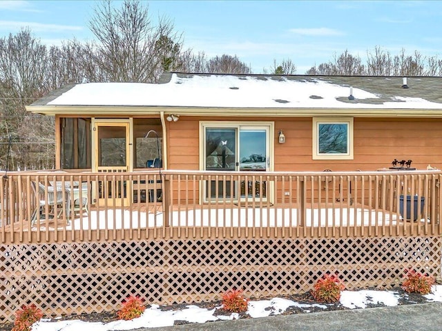 view of front of property with a deck