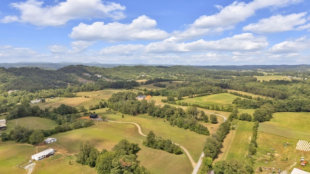 birds eye view of property with a rural view