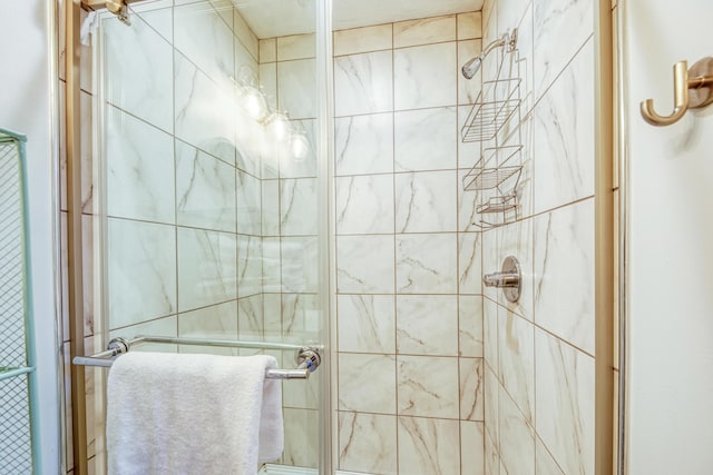 bathroom featuring a shower stall