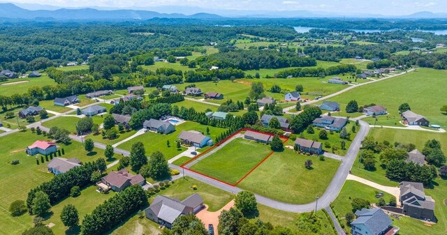 birds eye view of property with a mountain view