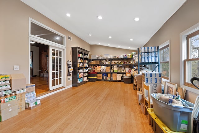 interior space with visible vents and french doors