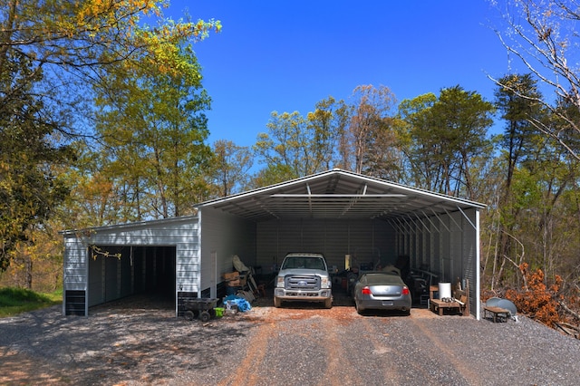 exterior space featuring a carport