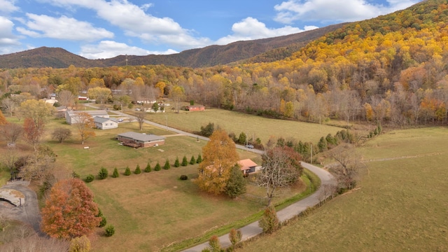 bird's eye view with a mountain view