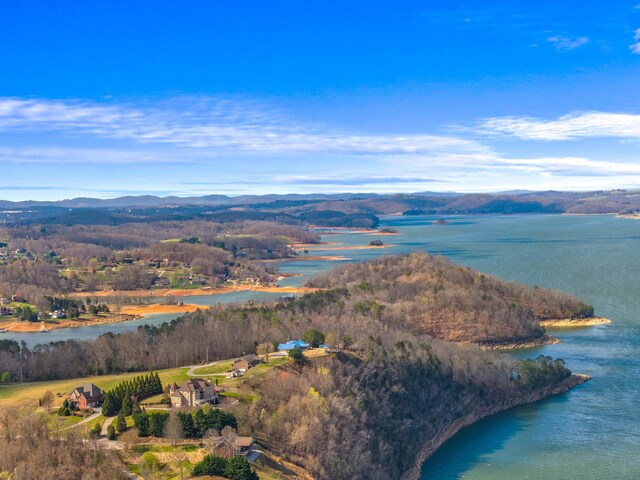 aerial view with a water and mountain view