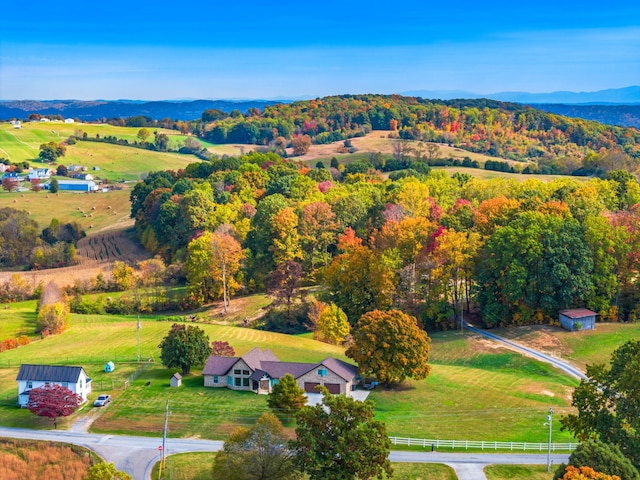 aerial view featuring a rural view