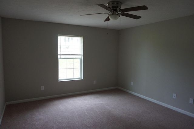 unfurnished room featuring ceiling fan and carpet floors