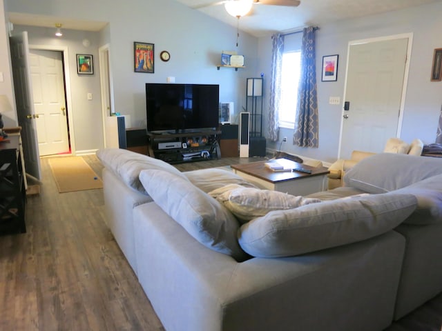 5534 Carlyle Ave, Russellville, TN 37860 - living area featuring wood finished floors, a ceiling fan, and baseboards