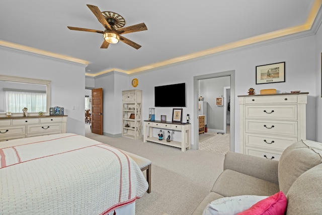 2545 Amanda Ln, Sevierville, TN 37876 - bedroom featuring carpet flooring, ornamental molding, baseboards, and a ceiling fan