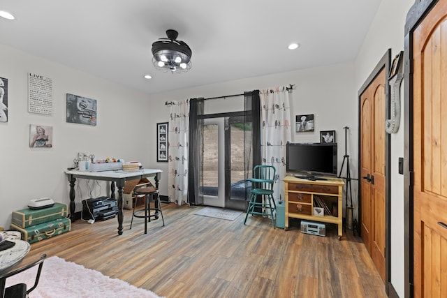 office area featuring hardwood / wood-style floors