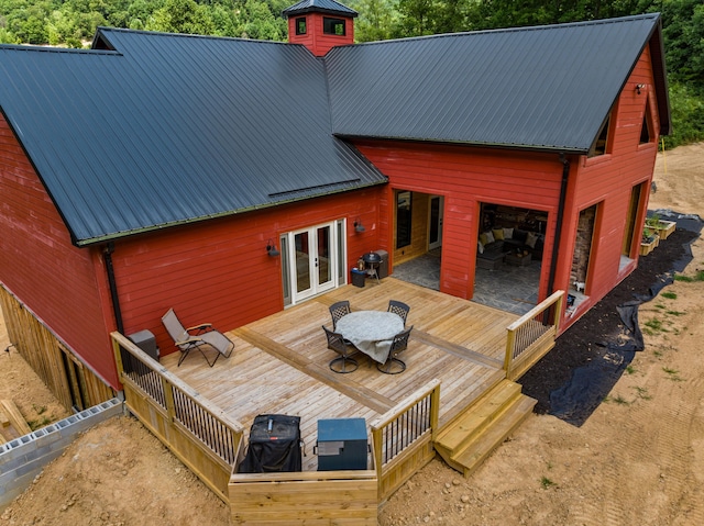 wooden deck with french doors