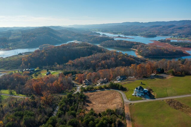 164 Logans Blf, Bean Station, TN 37708 - aerial overview of property's location with a water and mountain view and a heavily wooded area