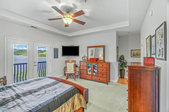 314 Sandpiper Ln, Bean Station, TN 37708 - carpeted bedroom featuring access to outside, french doors, a raised ceiling, and baseboards