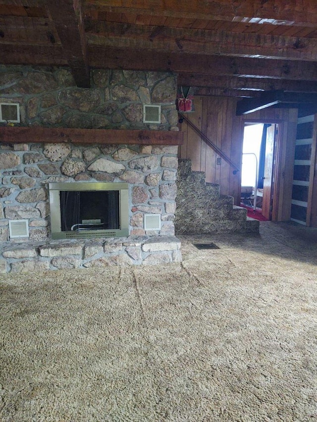 interior space featuring beamed ceiling